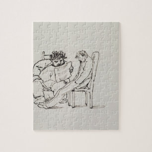 Cartoon of William Morris (1834-96) reading poetry Jigsaw Puzzle