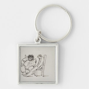 Cartoon of William Morris (1834-96) reading poetry Key Ring