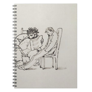 Cartoon of William Morris (1834-96) reading poetry Spiral Notebook