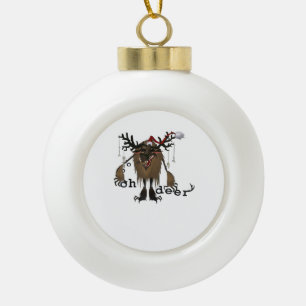 Cartoon Oh Deer Funny Reindeer Holiday Gamer Gift Ceramic Ball Christmas Ornament