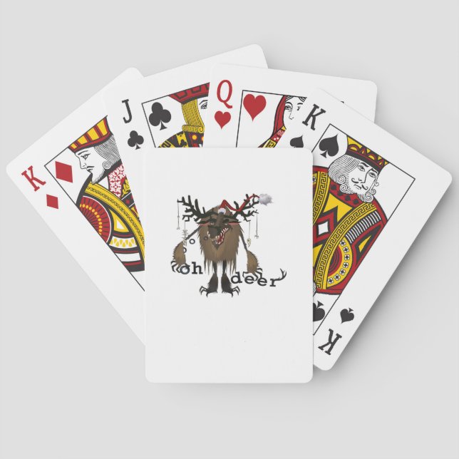 Cartoon Oh Deer Funny Reindeer Holiday Gamer Gift  Playing Cards (Back)