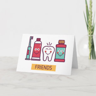 Cartoon Oral Care Friends Card