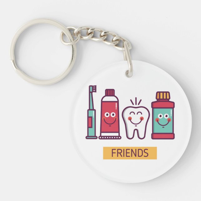 Cartoon Oral Care Friends Key Ring (Front)