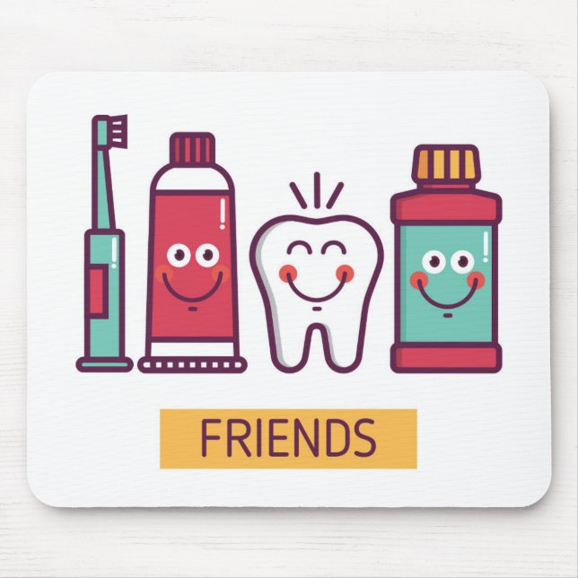 Cartoon Oral Care Friends Mouse Pad (Front)