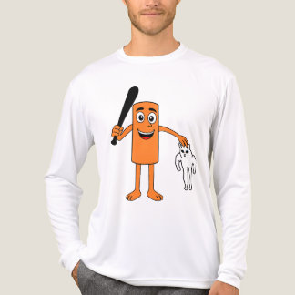 Cartoon Orange Character Holding Bat and Weird Cat Tri-Blend Shirt