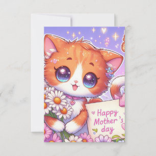 Cartoon Orange Kitten Happy Mother's Day  Card