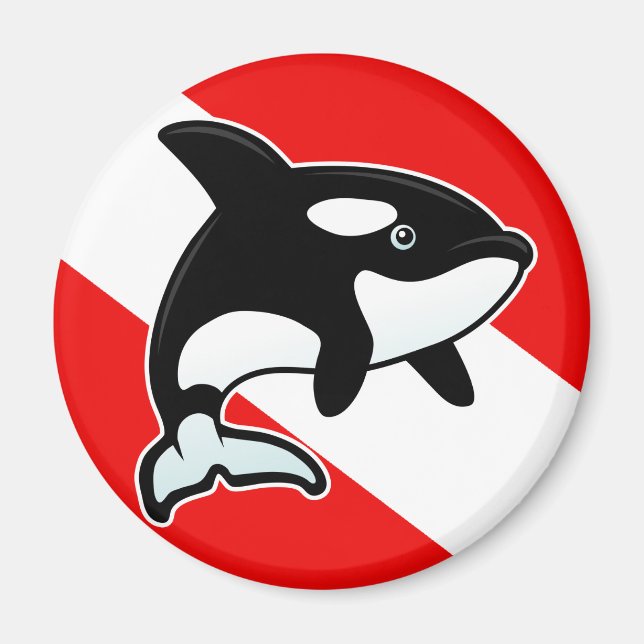 Cartoon Orca Dive Flag Magnet (Front)