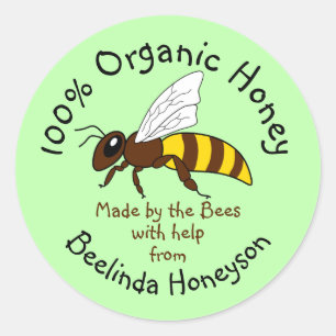 Cartoon Organic Honey Jar Label Stickers