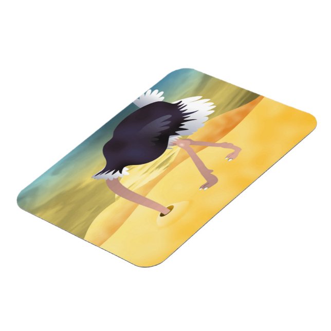 Cartoon Ostrich With Head In Sand Magnet (Left Side)