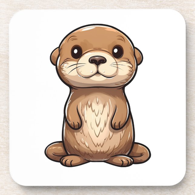 Cartoon otter illustration coaster (Front)