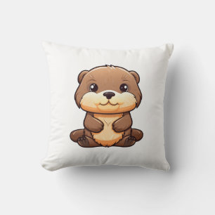 Cartoon otter illustration cushion
