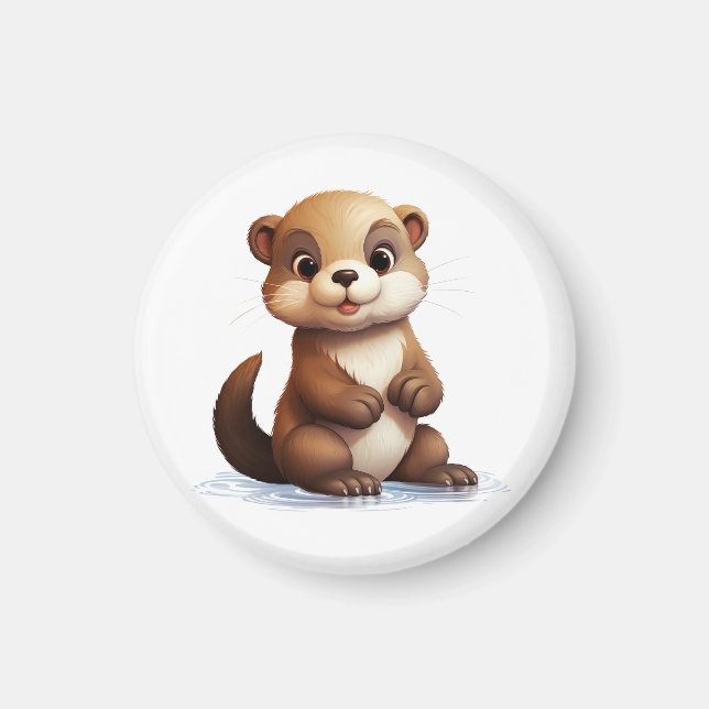 Cartoon otter illustration magnet (Front)
