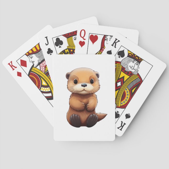 Cartoon otter illustration playing cards (Back)
