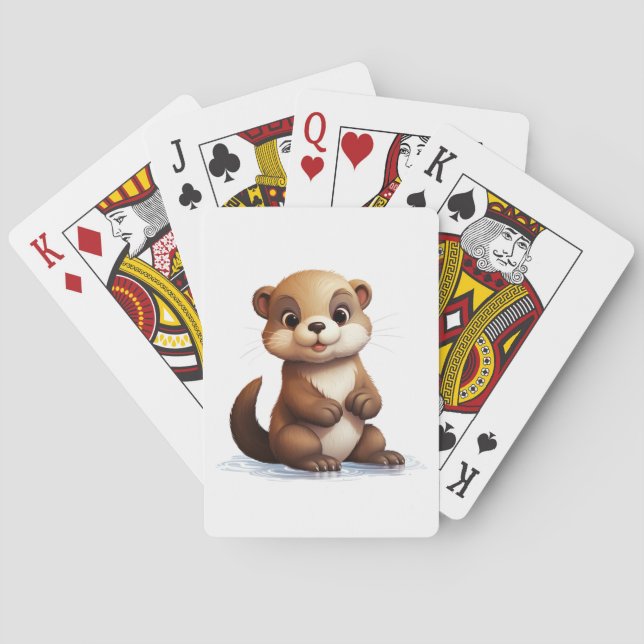 Cartoon otter illustration playing cards (Back)