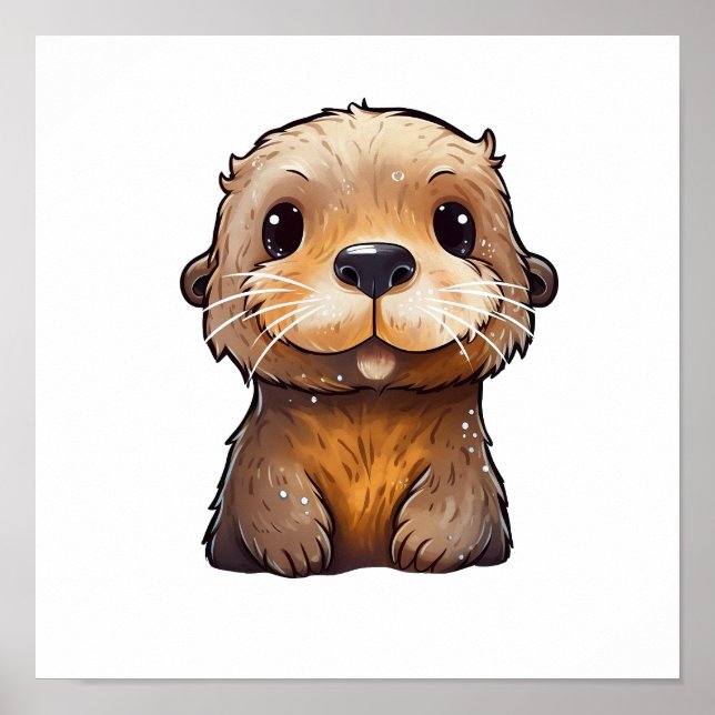 Cartoon otter illustration poster (Front)