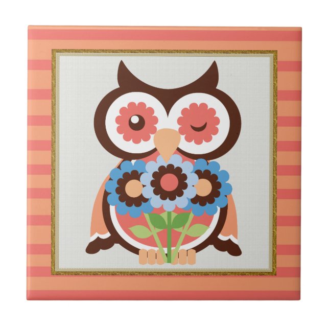 Cartoon Owl animal bird tile (Front)