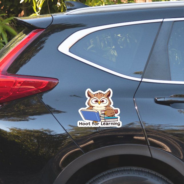 Cartoon Owl Books Hoot Learning Sticker (Car Side)