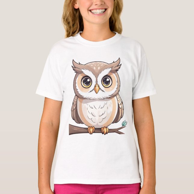 Cartoon Owl Brown  T-Shirt (Front)