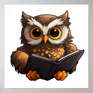 Cartoon owl illustration poster