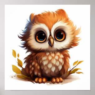 Cartoon owl illustration poster