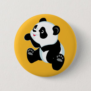 cartoon panda 6 cm round badge