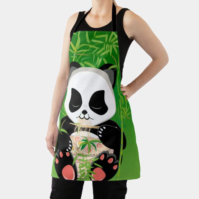 Cartoon panda bear eating ramen apron (Insitu)