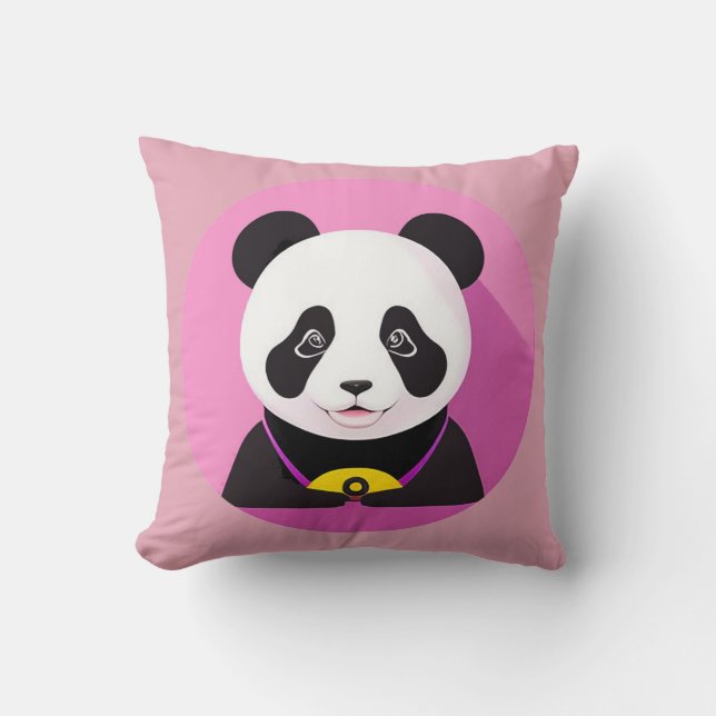 Cartoon Panda Colourful Illustration Cushion (Front)