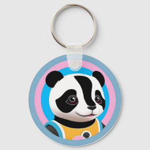 Cartoon Panda Colourful Illustration Key Ring