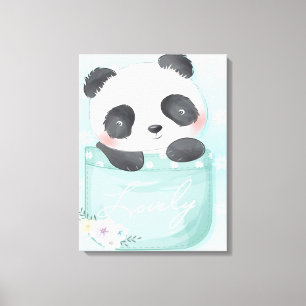 Cartoon Panda Cute Panda Is In Pocket Canvas Print