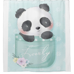 Cartoon Panda   Cute Panda Is In Pocket Shower Curtain