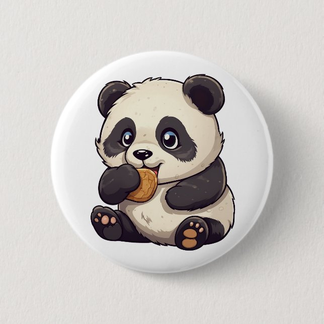 Cartoon panda illustration 6 cm round badge (Front)