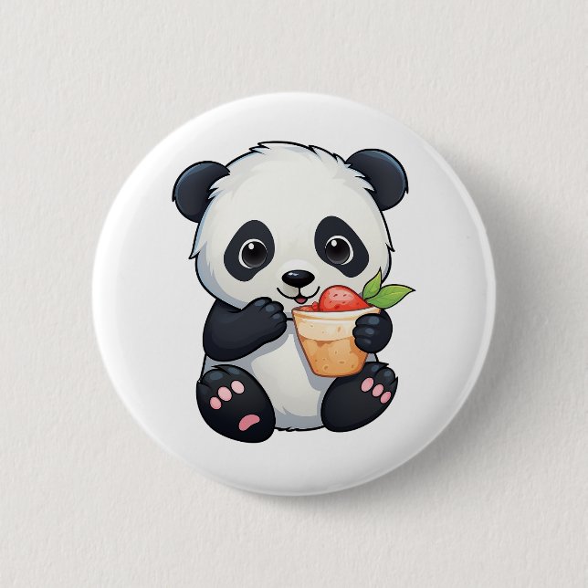 Cartoon panda illustration 6 cm round badge (Front)
