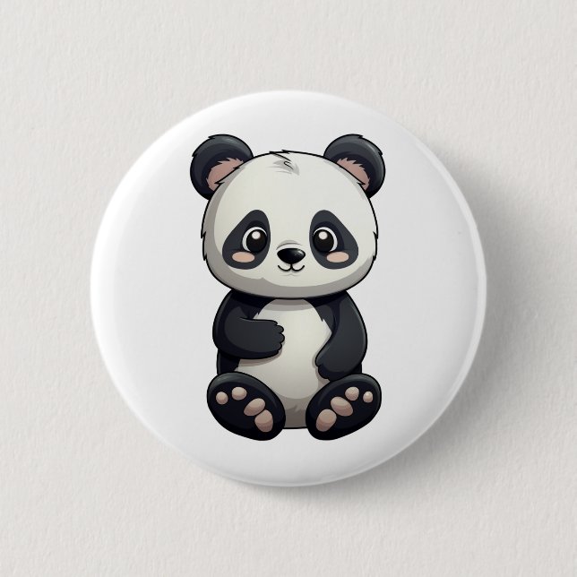 Cartoon panda illustration 6 cm round badge (Front)