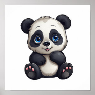 Cartoon panda illustration poster