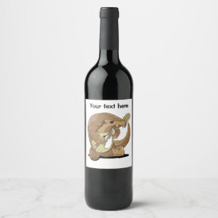 Cartoon Pangolin Wine Label