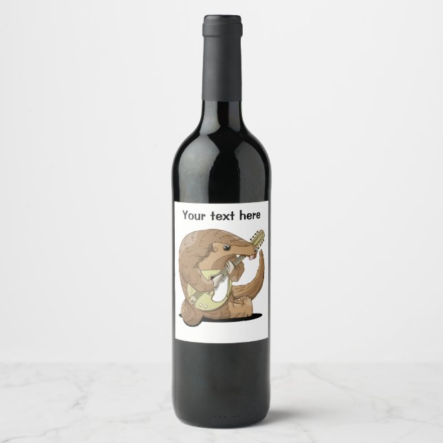 Cartoon Pangolin Wine Label (Front)