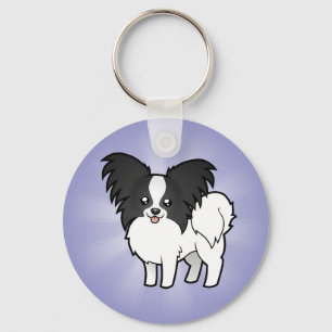 Cartoon Papillon Key Ring