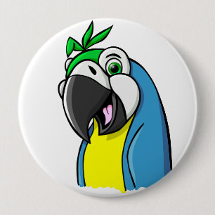 Cartoon Parrot 10 Cm Round Badge
