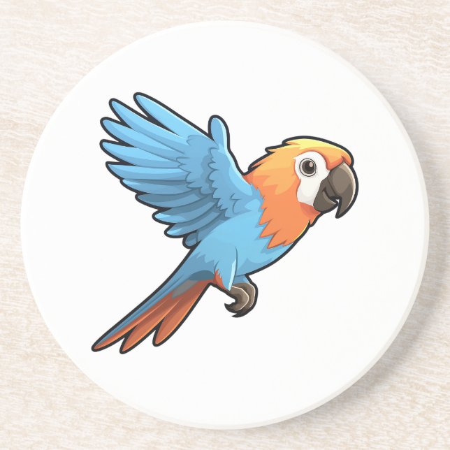 Cartoon parrot illustration coaster (Front)