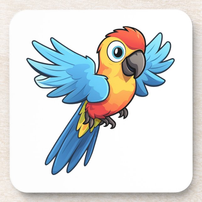 Cartoon parrot illustration coaster (Front)