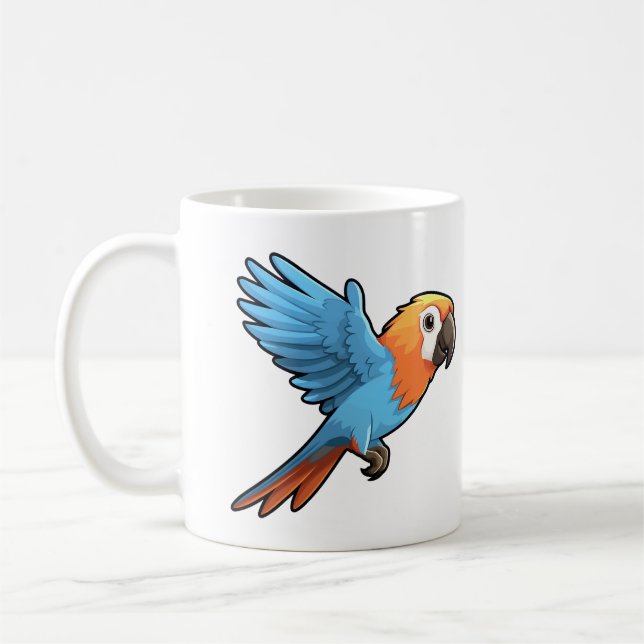 Cartoon parrot illustration coffee mug (Left)