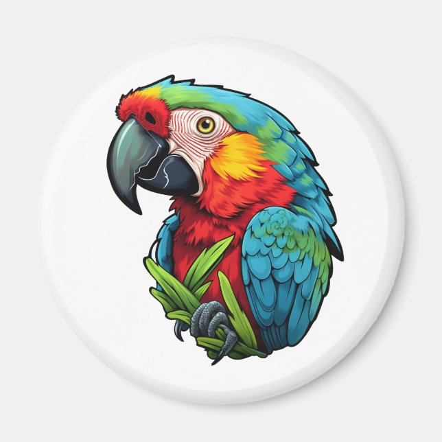 Cartoon parrot illustration magnet (Front)