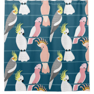 Cartoon Parrots: Cute Seamless Pattern Shower Curtain