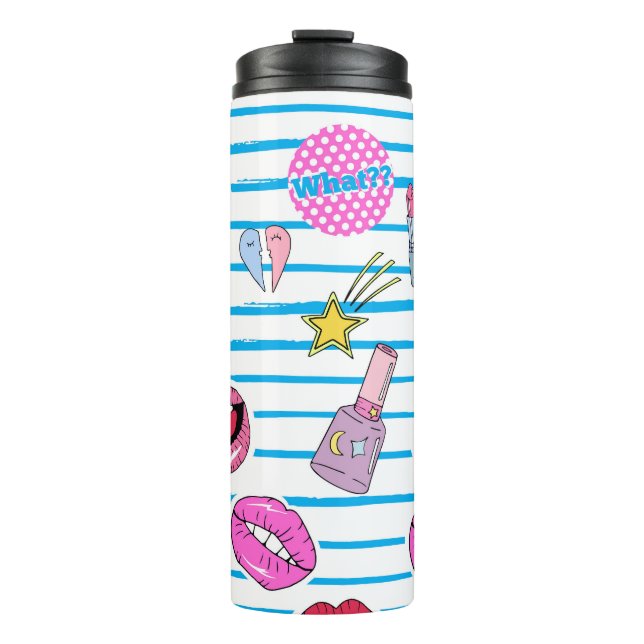 Cartoon patch badges: pop art. thermal tumbler (Front)