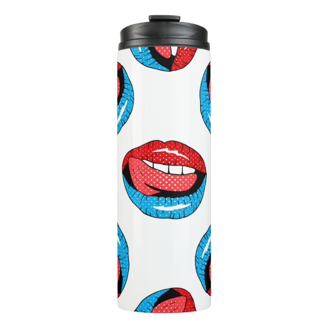 Cartoon Patch Badges: Retro Pop Thermal Tumbler (Front)