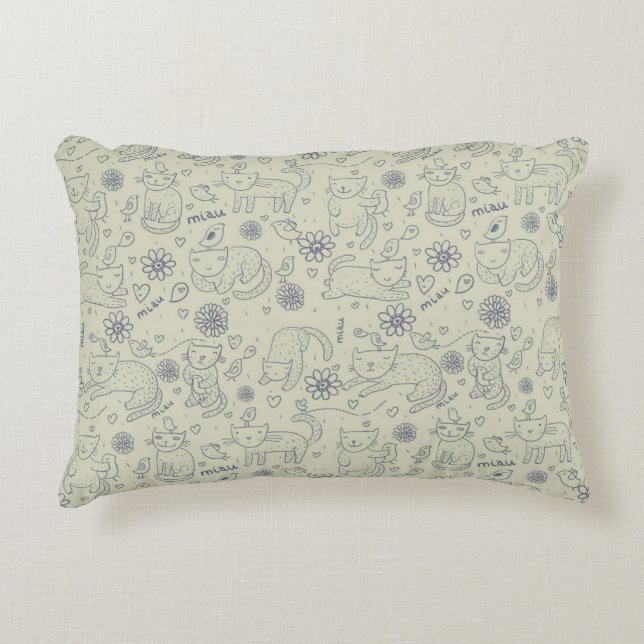 Cartoon pattern with funny cats decorative cushion (Front)