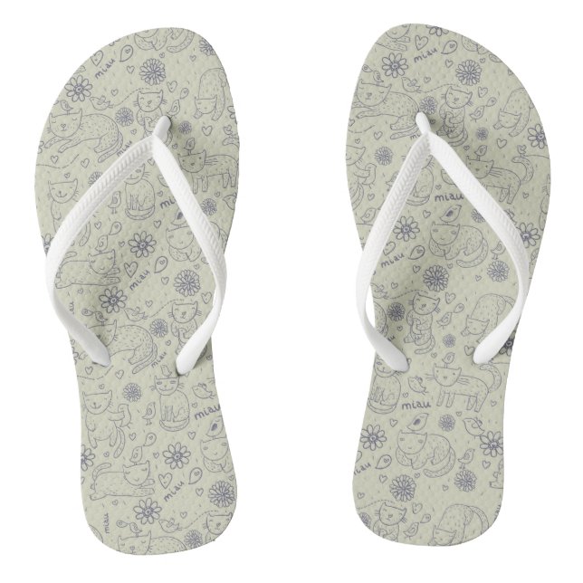 Cartoon pattern with funny cats jandals (Footbed)