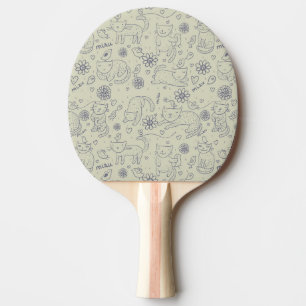 Cartoon pattern with funny cats ping pong paddle