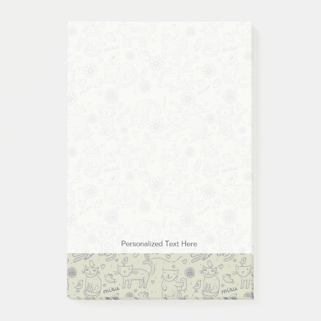 Cartoon pattern with funny cats post-it notes (Front)