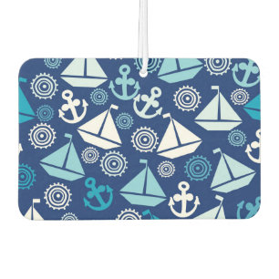Cartoon Pattern With Sailboats Car Air Freshener